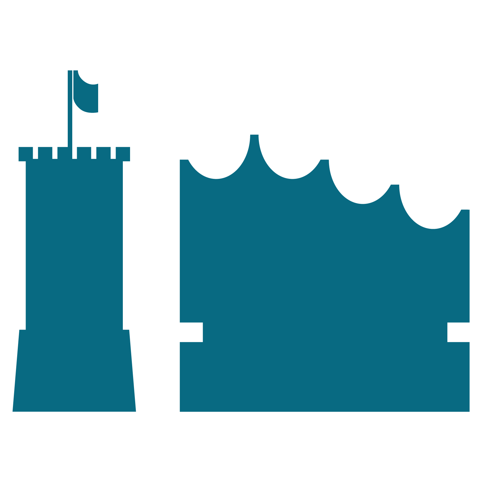 Piktogramm Sparrenburg Bielefeld und Elbphilharmonie Hamburg – Icon für die Standorte von comwedo